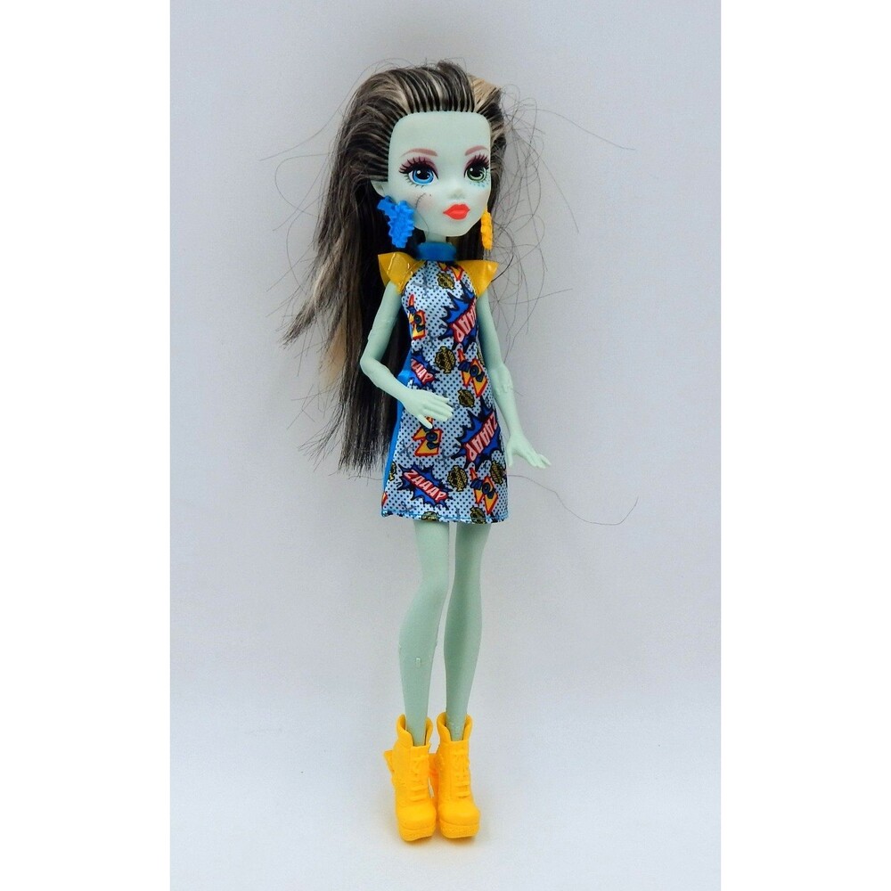Monster High Frankie Stein Doll Comic Book Dress Pow Zaaap 2016 Yellow Shoes